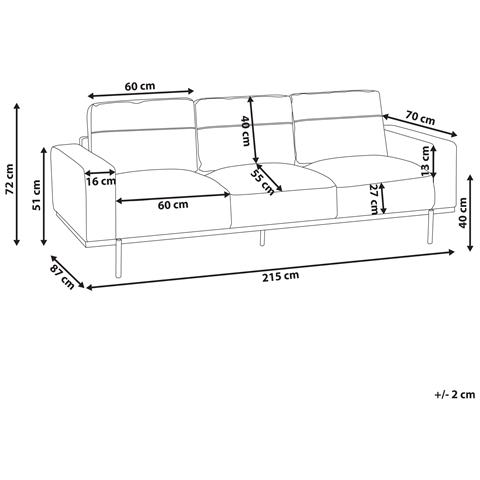 Divano 3 Posti Sovik Tessuto Beige - Foto 2