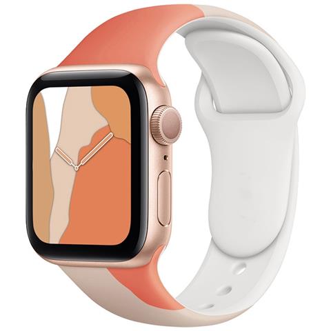 Cinturino Per Apple Watch 42/44/45mm In Tpu Patchwork, Bianco / Rosa - Foto 1