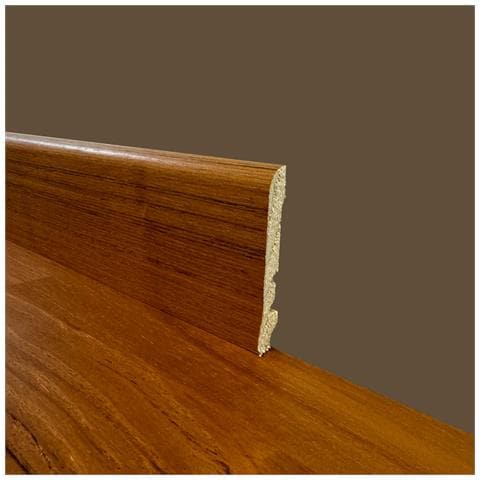 Battiscopa Bc In Legno Massello Impiallacciato Vero Legno Di Teak 70x10 Verniciato Opaco Poro Aperto - Foto 1