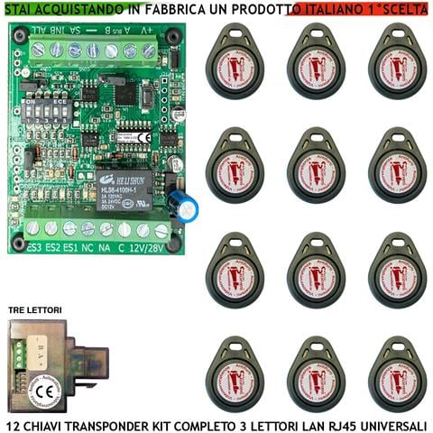 Chiave Di Prossimità 3 Lettori Universali Lan Rj45 Qualsiasi Marca 12 Trasponder Uscita Relè C.nc.na 1ax24v Funzione I - Foto 1
