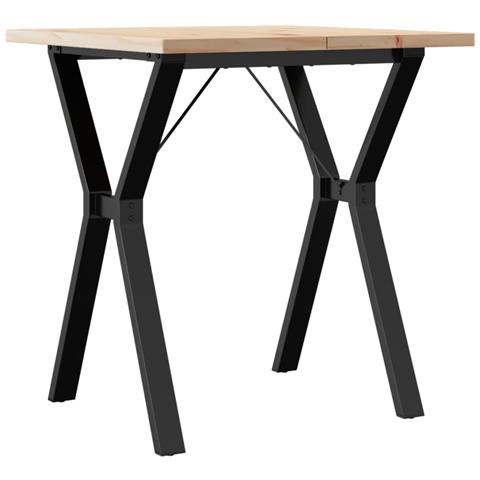 Tavolo Da Pranzo Telaio A Y 70x70x75,5 Cm Massello Pino E Ghisa - Foto 2