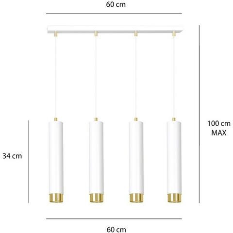 Lampada A Sospensione Kibo - Bianco, Oro - Acciaio Verniciato A Polvere - 60x100x6 Cm - Foto 8