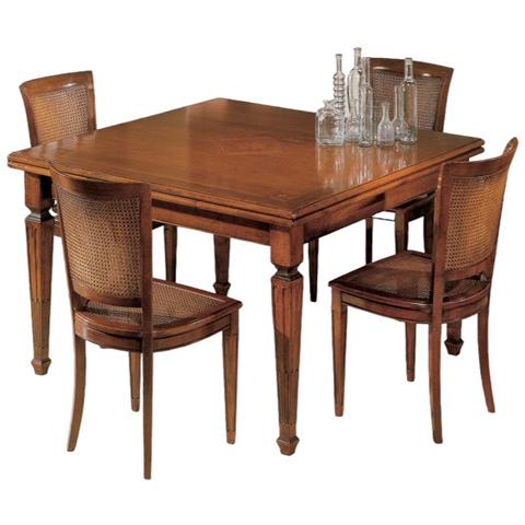 Tavolo Quadrato Allungabile Classico Intarsio Stella Bassano 128x128x80 - Foto 1