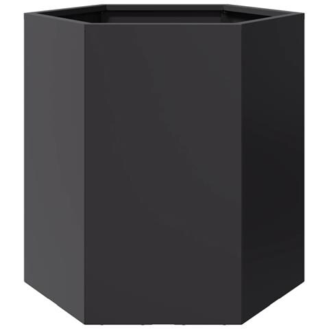 Fioriere da Giardino 2 pz Esagono Nero 46x40x45 cm Acciaio - Foto 10