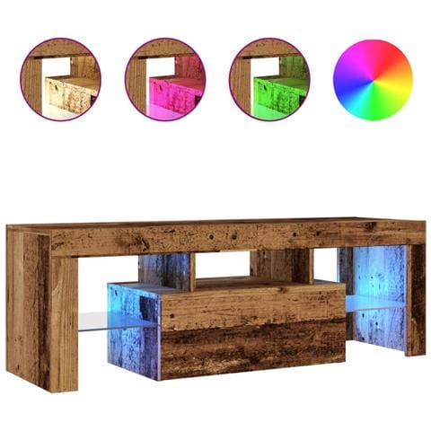 Mobile Porta Tv Con Led Legno Antico 120x36,5x40 Cm Multistrato - Foto 2