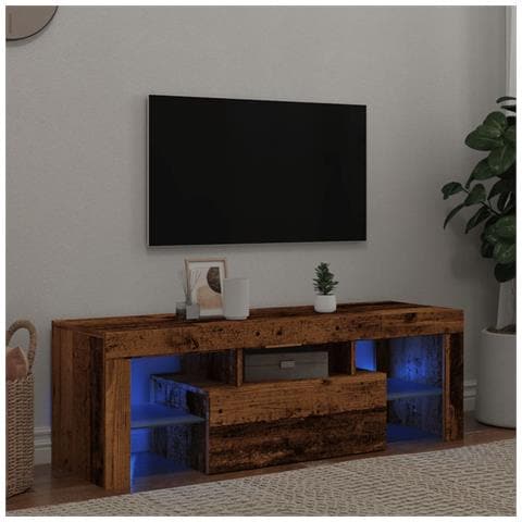 Mobile Porta Tv Con Led Legno Antico 120x36,5x40 Cm Multistrato - Foto 1