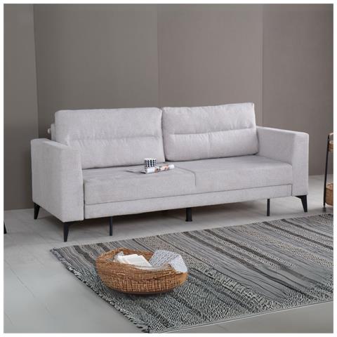 Divano Letto Derry 3 Posti In Tessuto Grigio Chiaro - Foto 1