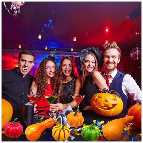 Mini Zucche Decorative Realistiche Zoom-pil - Set Di 8 Per Festività E Decorazioni - Foto 2