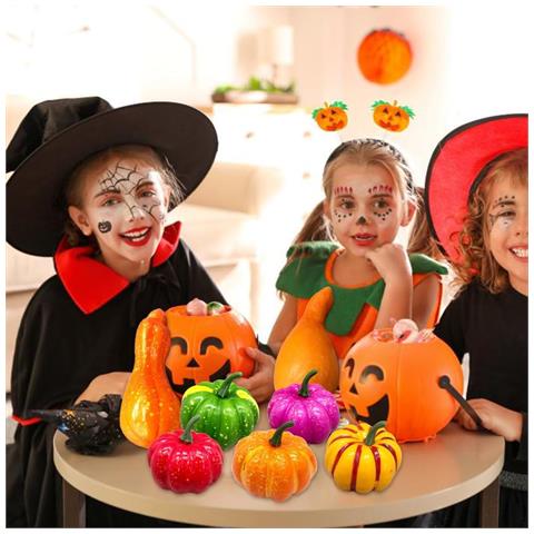 Mini Zucche Decorative Realistiche Zoom-pil - Set Di 8 Per Festività E Decorazioni - Foto 6