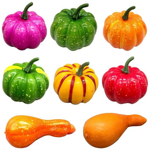 Mini Zucche Decorative Realistiche Zoom-pil - Set Di 8 Per Festività E Decorazioni - Foto 1