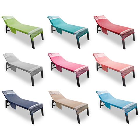 Telo Mare Lettino Spiaggia Piscina Con Cuscino E Tasche Modello Palau Lilla - Foto 2