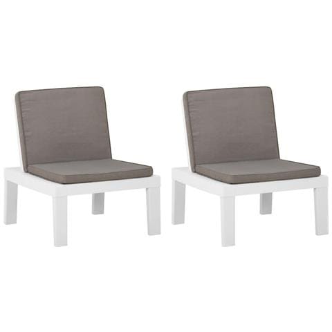 Sedie A Sdraio Da Giardino Con Cuscini 2 Pz In Plastica Bianche - Foto 1