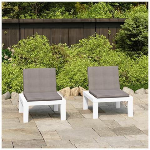 Sedie A Sdraio Da Giardino Con Cuscini 2 Pz In Plastica Bianche - Foto 8