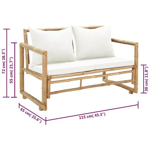 Lusso Casadino -  Divano Da Giardino A 2 Posti Con Cuscini In Bambù - Foto 8