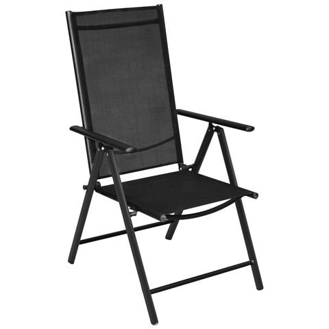 Lusso Casadino -  Sedie Da Giardino Pieghevoli 2 Pz In Alluminio E Textilene Nere - Foto 1