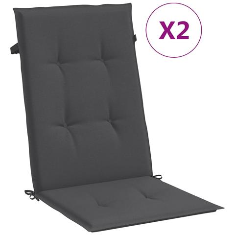 Cuscini Sedia Schiena Alta 2 Antracite Mélange 120x50x4 Tessuto - Foto 1