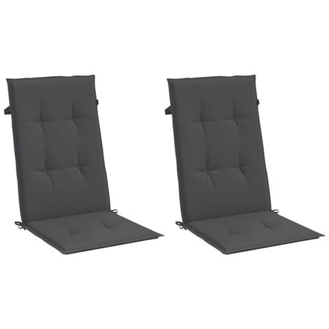 Cuscini Sedia Schiena Alta 2 Antracite Mélange 120x50x4 Tessuto - Foto 2