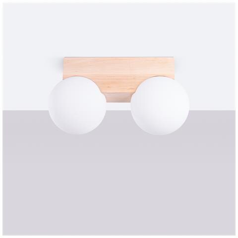 Lampada Da Soffitto Bulbo 2 In Legno Naturale Sl. 1683 - Moderno Lampada Da Soffitto Legno Naturale /bianco 16x29x12 Cm - Foto 2