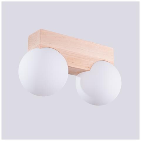 Lampada Da Soffitto Bulbo 2 In Legno Naturale Sl. 1683 - Moderno Lampada Da Soffitto Legno Naturale /bianco 16x29x12 Cm - Foto 8