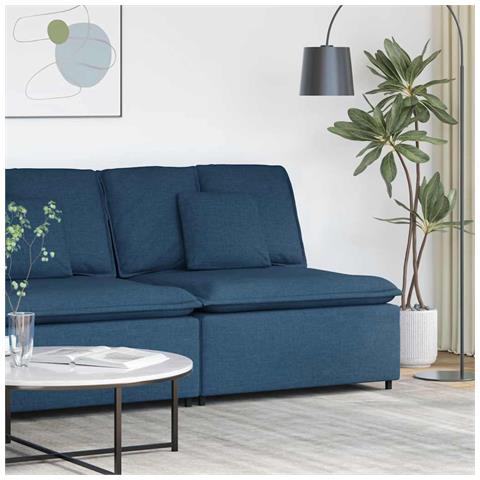 Modulo Centrale Divano Modulare con Cuscini Blu 100 cm - Foto 2