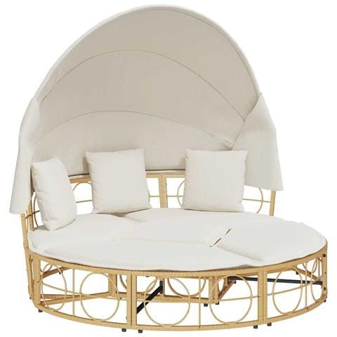 Lettino Prendisole Esterno Tetto e Cuscini in Polyrattan - Foto 1