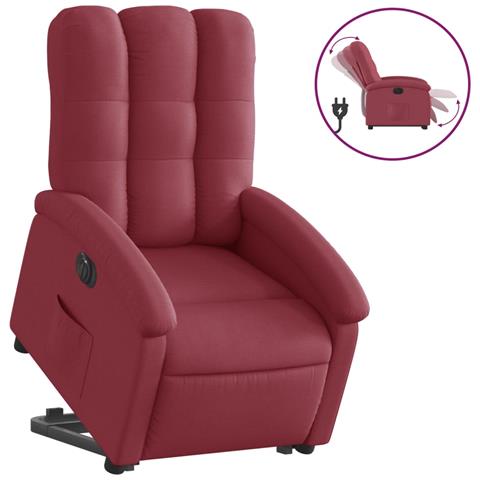 Poltrona Alzapersona Reclinabile Elettrica Rosso Vino Tessuto - Foto 1