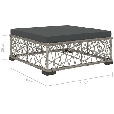 Set Divani da Giardino 5 pz con Cuscini in Polyrattan Grigio - Foto 9