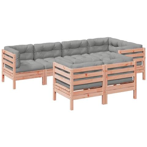 Set Divani Giardino 7 pz Cuscini Legno Massello Abete Douglas - Foto 1