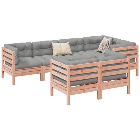 Set Divani Giardino 7 pz Cuscini Legno Massello Abete Douglas - Foto 2