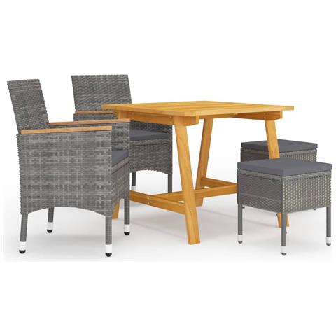 Set Mobili da Pranzo per Giardino 5 pz Grigio - Foto 1