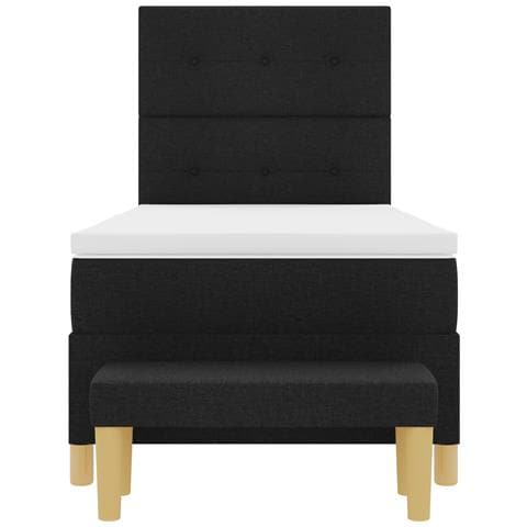 Letto Box Spring  con materasso e panchina Nero 90x200 cm Tessuto - Foto 9