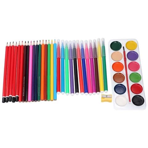 Kit Creativo 43 Pezzi Con Matite / Temperamatite / Pennarelli / Pitture, Multicolore - Foto 1
