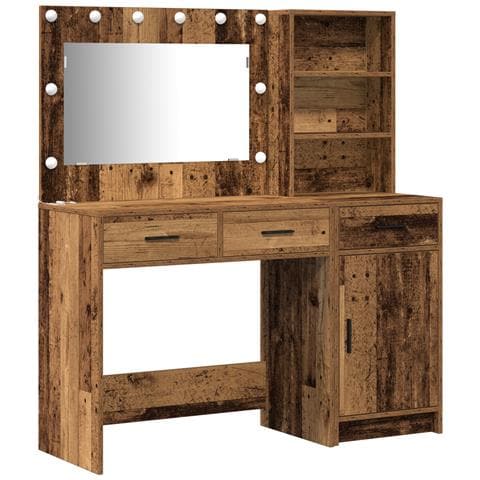 Set da toeletta a 2 pezzi con LED in legno vecchio - Foto 1