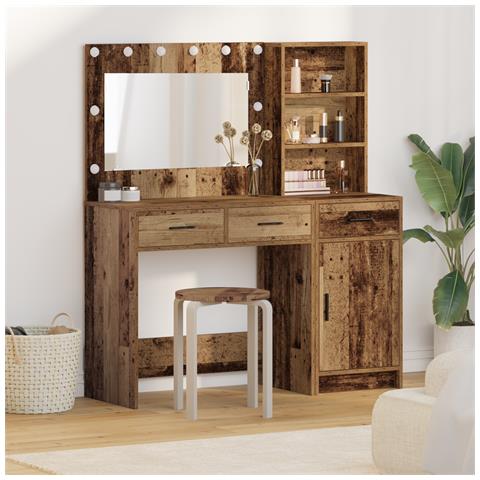 Set da toeletta a 2 pezzi con LED in legno vecchio - Foto 2