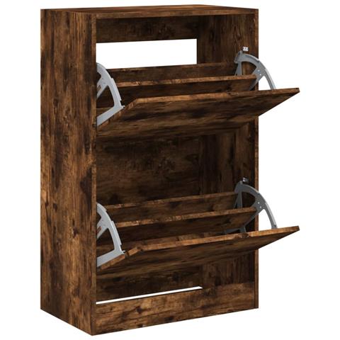 Scarpiera Rovere Fumo 60x34x96,5 cm in Legno Multistrato - Foto 1