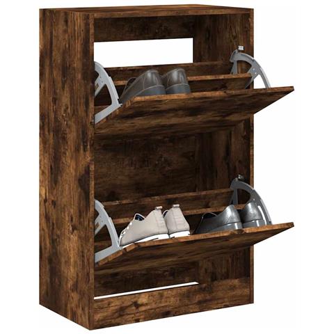 Scarpiera Rovere Fumo 60x34x96,5 cm in Legno Multistrato - Foto 2