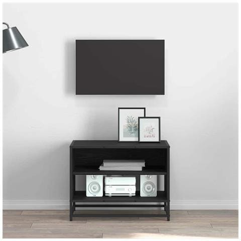 Mobile TV Rovere nero 61 x 40 x 46 cm Legno multistrato - Foto 2