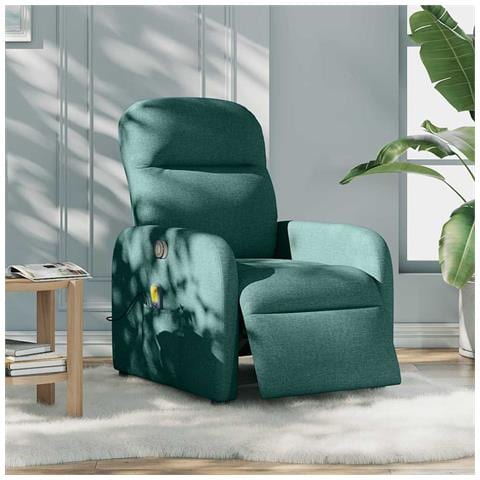 Poltrona Massaggiante Reclinabile Elettrica Verde Scuro Tessuto - Foto 2