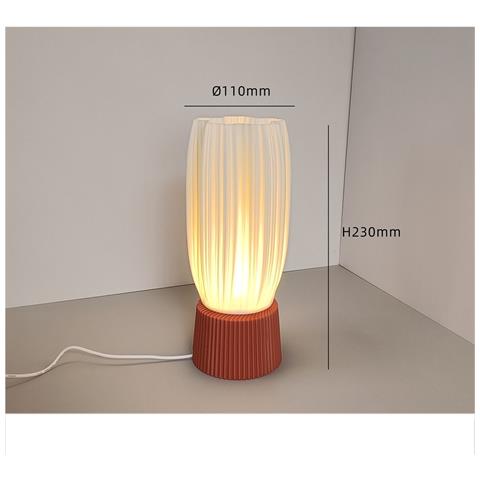 Lampada Da Scrivania Usb Dimmerabile Con Base Stampata In 3d - Luce Ambientale Da Comodino In Stile Nordico - Foto 3