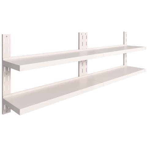 Lusso Casadino -  Mensole Galleggianti A 2 Livelli 2 Pz In Acciaio Inox 240x30 Cm - Foto 1
