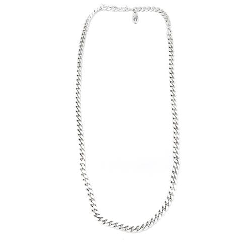 Collana Con Catena In Ottone Placcato Argento Con Taglio A Diamante, 60 Cm - Foto 1