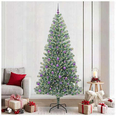 Albero di Natale Artificiale Imbiancato con Luci LED 240 cm - Foto 2