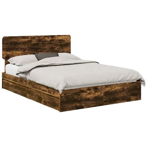 Letto con Contenitore con testiera Rovere fumé 140 x 200 cm - Foto 1