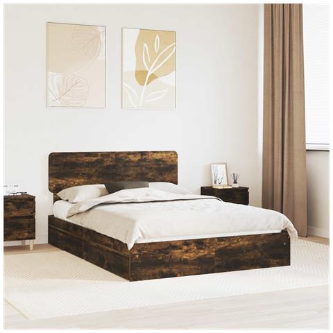 Letto con Contenitore con testiera Rovere fumé 140 x 200 cm - Foto 2