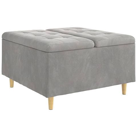 Pouf contenitore Grigio chiaro 80 x 80 x 45 cm Velluto - Foto 1