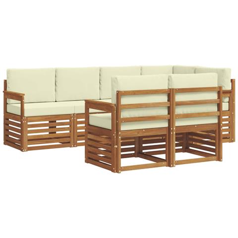 Set divani 7 pcs Naturale e Crema Legno di Acacia Massello - Foto 1