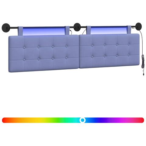 Testiera sospesa Con luce LED Blu jeans Tessuto - Foto 1