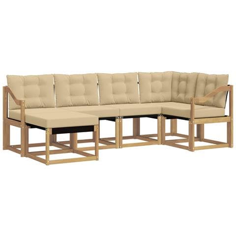 Set di divani da esterno con cuscino 6 pcs Bianco e Beige - Foto 1