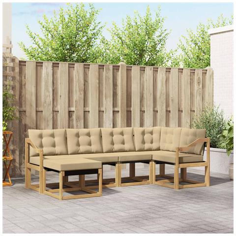 Set di divani da esterno con cuscino 6 pcs Bianco e Beige - Foto 2
