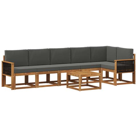 Set di divani da esterno 7 pcs Naturale e Antracite Poliestere - Foto 1